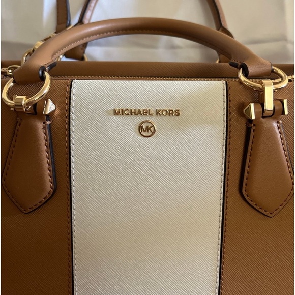 Michael Kors Marilyn medium bag color block pale peanut white - Picture 11 of 14